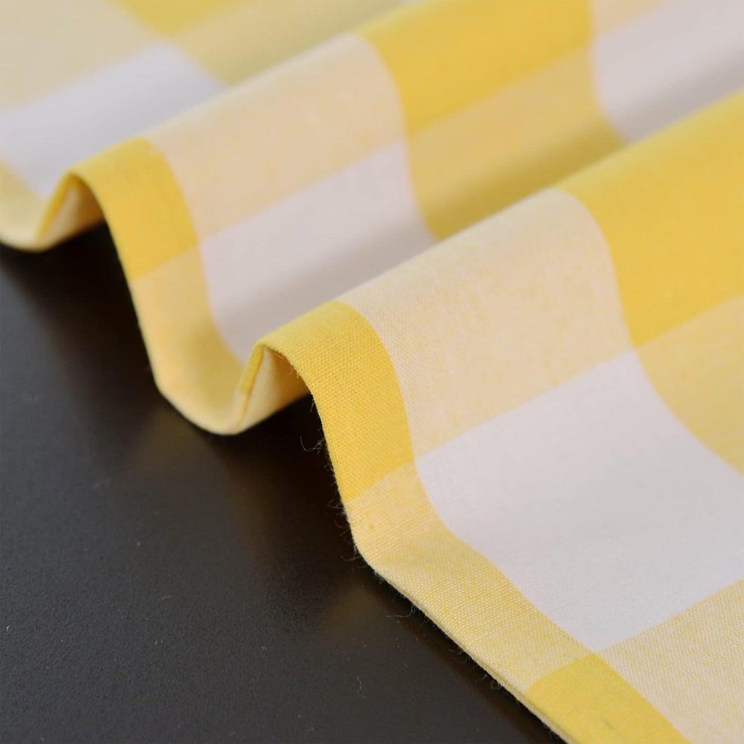 Yellow & White 2 Side Buffalo Check Farmhouse Table Runner for Family Dinners or Gatherings, Indoor or Outdoor Parties, Everyday Use (12" x 36")