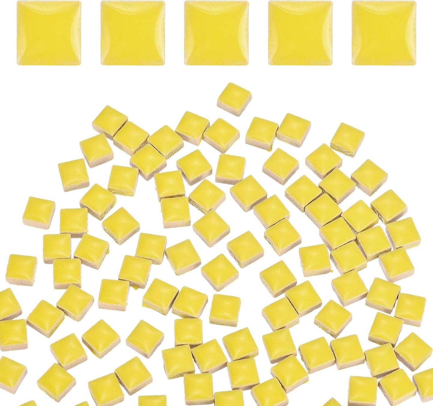 Mosaic Tiles for Crafts 0.44 LB Square Glazed, 0.4x0.4 Inch Light Yellow Ceramic Mosaic Pieces Tile Bulk Supplies for DIY Picture,Handmade Jewelry Art Decoration Gifts