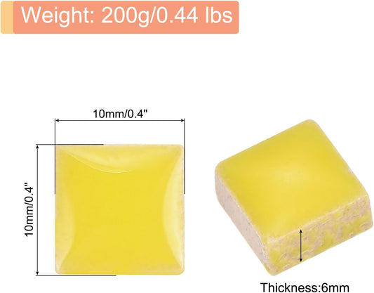 Mosaic Tiles for Crafts 0.44 LB Square Glazed, 0.4x0.4 Inch Light Yellow Ceramic Mosaic Pieces Tile Bulk Supplies for DIY Picture,Handmade Jewelry Art Decoration Gifts