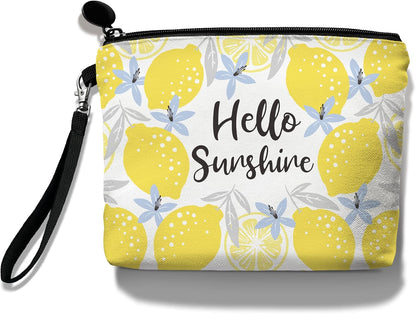 Lemon Travel Makeup Bag,Inspirational Cosmetic Toiletry Accessories Organizer,Cute Zipper Pouch for Purse,Gifts for Women Friends Girls-Yellow