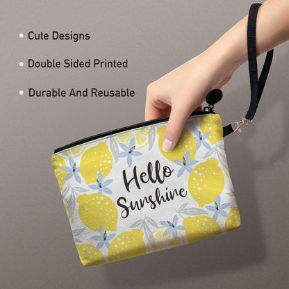 Lemon Travel Makeup Bag,Inspirational Cosmetic Toiletry Accessories Organizer,Cute Zipper Pouch for Purse,Gifts for Women Friends Girls-Yellow