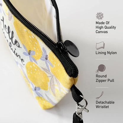 Lemon Travel Makeup Bag,Inspirational Cosmetic Toiletry Accessories Organizer,Cute Zipper Pouch for Purse,Gifts for Women Friends Girls-Yellow