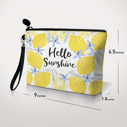Lemon Travel Makeup Bag,Inspirational Cosmetic Toiletry Accessories Organizer,Cute Zipper Pouch for Purse,Gifts for Women Friends Girls-Yellow