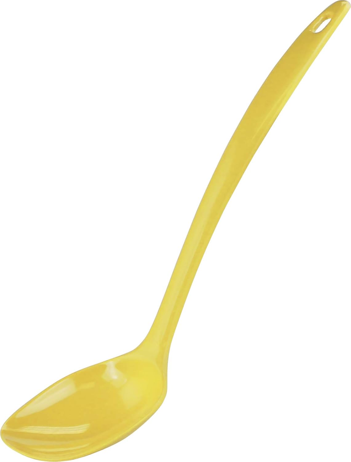 Cooking Spoon for Serving, Basting, Mixing, Heat Resistant, BPA Free Melamine 11 inch Utensil with Ergonomic Handle, Set of 6, Lemon