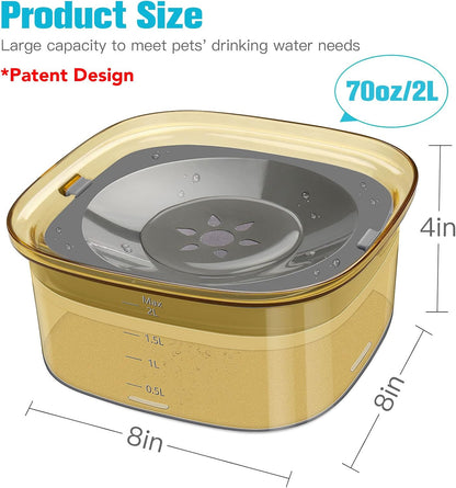 70oz Dog Water Bowl, No Spill Slow Drinking Feeder for Messy Drinker | Large Capacity, Spill Proof, Prevent Pet Prevents Choking, Anti-Slip, Visible Water Level, Suitable for Travel and Car Trips