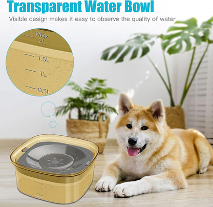 70oz Dog Water Bowl, No Spill Slow Drinking Feeder for Messy Drinker | Large Capacity, Spill Proof, Prevent Pet Prevents Choking, Anti-Slip, Visible Water Level, Suitable for Travel and Car Trips