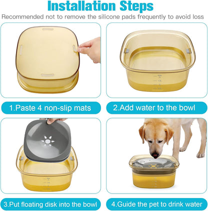 70oz Dog Water Bowl, No Spill Slow Drinking Feeder for Messy Drinker | Large Capacity, Spill Proof, Prevent Pet Prevents Choking, Anti-Slip, Visible Water Level, Suitable for Travel and Car Trips