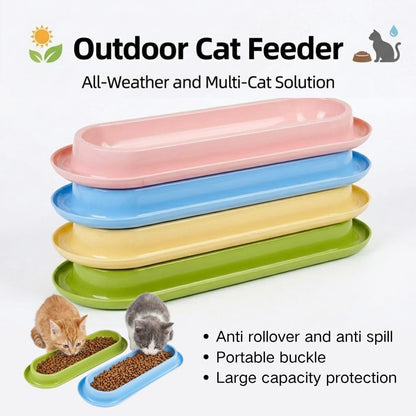 Multi-Cat Home 4-Pack, Long Pet Food Bowls, Large Capacity Non-Slip Easy Clean Dishes for Indoor & Outdoor Feeding (Pink, Yellow, Green，Blue,)