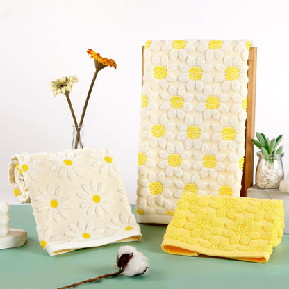 Hand Towels Yellow Summer Sunflower Spring for Bathroom Kitchen | 2 Pack Cotton Bath White Floral Farmhouse Decorative Towels Set for Drying, Cleaning, Cooking, Holiday 13.7'' x 29.5''