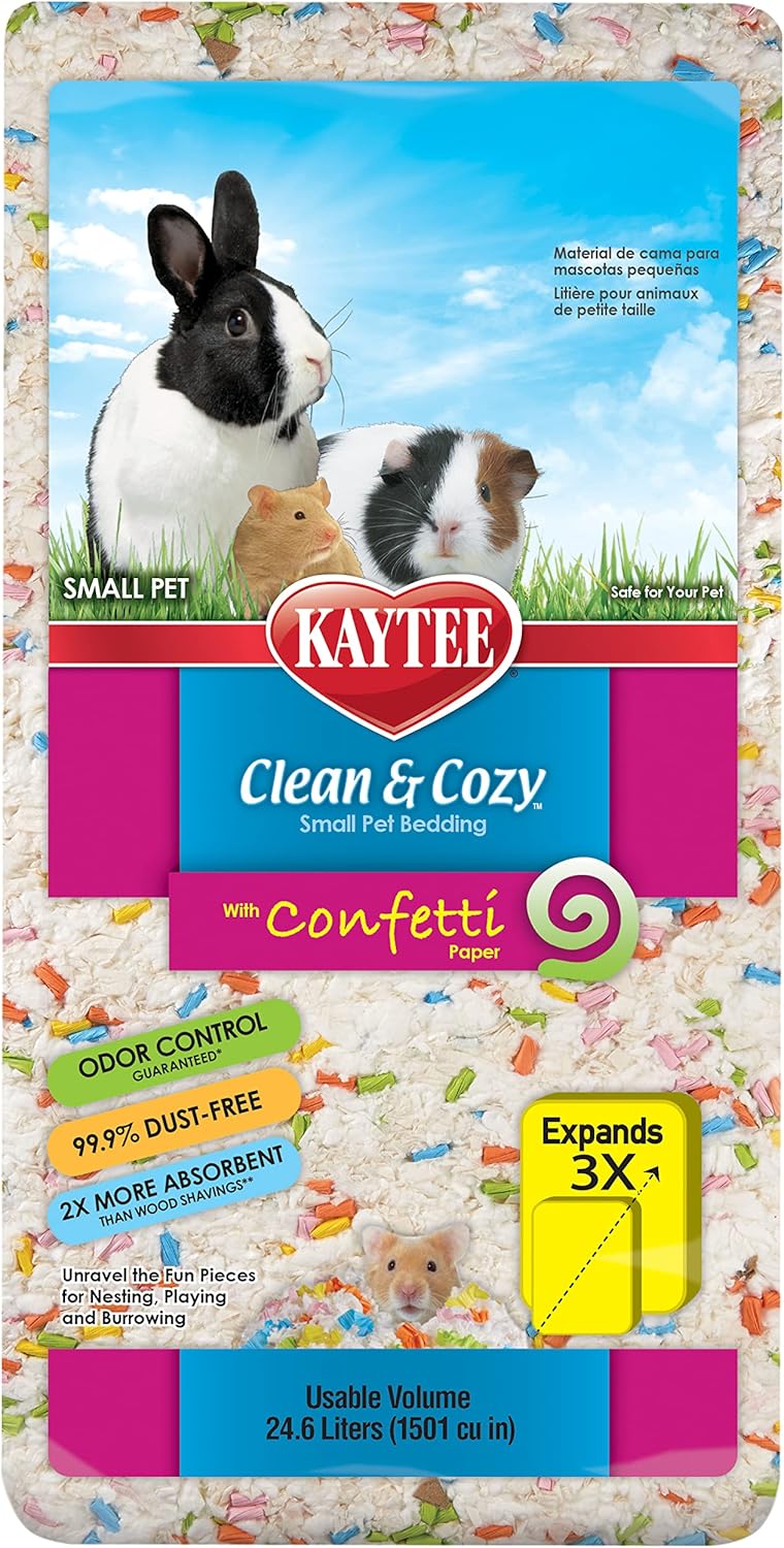 Clean & Cozy Confetti Bedding for Pet Guinea Pigs, Rabbits, Hamsters, Gerbils, and Chinchillas, 49.2 Liters