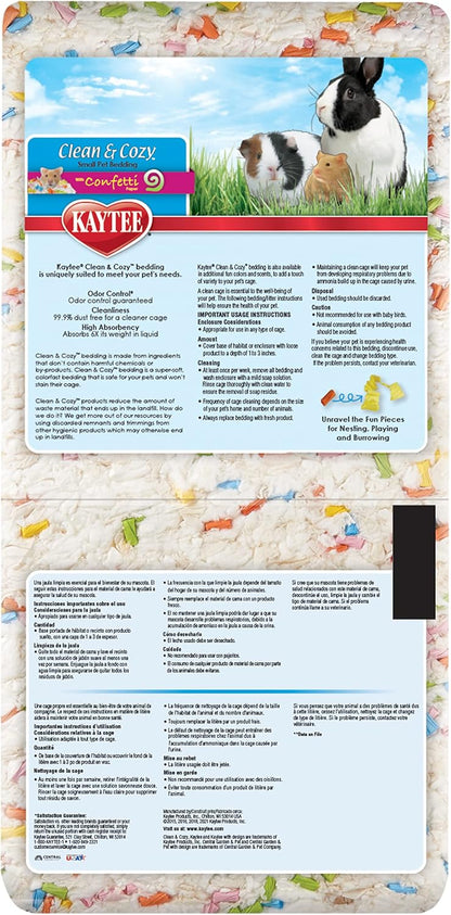 Clean & Cozy Confetti Bedding for Pet Guinea Pigs, Rabbits, Hamsters, Gerbils, and Chinchillas, 49.2 Liters