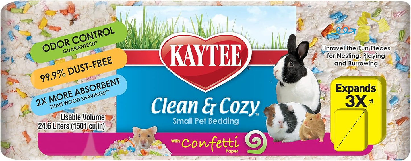 Clean & Cozy Confetti Bedding for Pet Guinea Pigs, Rabbits, Hamsters, Gerbils, and Chinchillas, 49.2 Liters