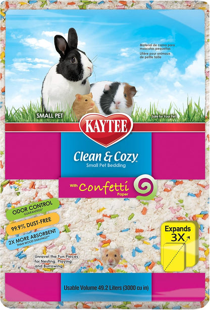 Clean & Cozy Confetti Bedding for Pet Guinea Pigs, Rabbits, Hamsters, Gerbils, and Chinchillas, 49.2 Liters
