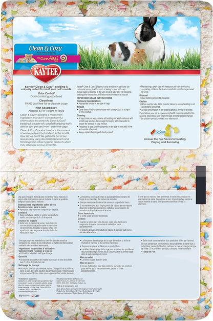 Clean & Cozy Confetti Bedding for Pet Guinea Pigs, Rabbits, Hamsters, Gerbils, and Chinchillas, 49.2 Liters