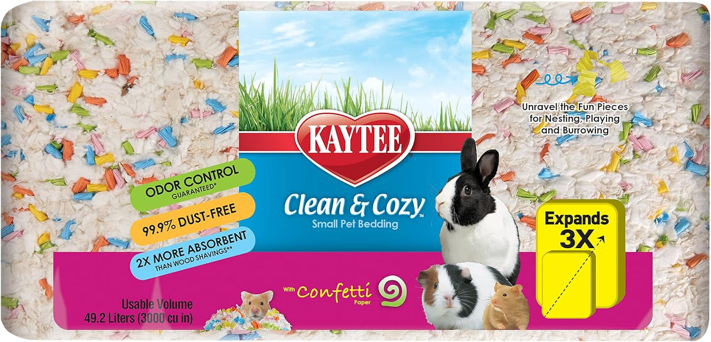 Clean & Cozy Confetti Bedding for Pet Guinea Pigs, Rabbits, Hamsters, Gerbils, and Chinchillas, 49.2 Liters