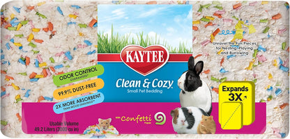 Clean & Cozy Confetti Bedding for Pet Guinea Pigs, Rabbits, Hamsters, Gerbils, and Chinchillas, 49.2 Liters