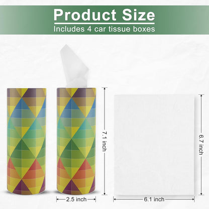 Car Tissue Holder, 4 Pack Car Cup Holder Facial Tissues with Travel Tissue Bag, Quick and Convenient Flower Combination Car Tissue Box(4 Canisters/200 Tissues) Yellow - Green