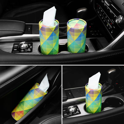 Car Tissue Holder, 4 Pack Car Cup Holder Facial Tissues with Travel Tissue Bag, Quick and Convenient Flower Combination Car Tissue Box(4 Canisters/200 Tissues) Yellow - Green