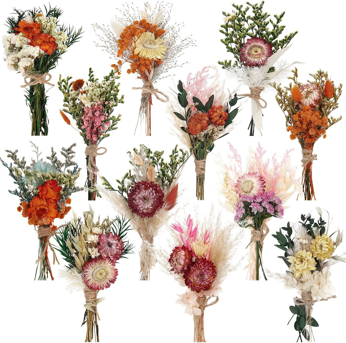 Layhit 12 Pcs Boho Dried Flower Bouquet Mini Wedding Handmade Dry Flowers Decor for Vase Crafts DIY Photo Boutonniere for Men Floral Plant for Bridesmaid Gift Birthday Decor(African Daisy)