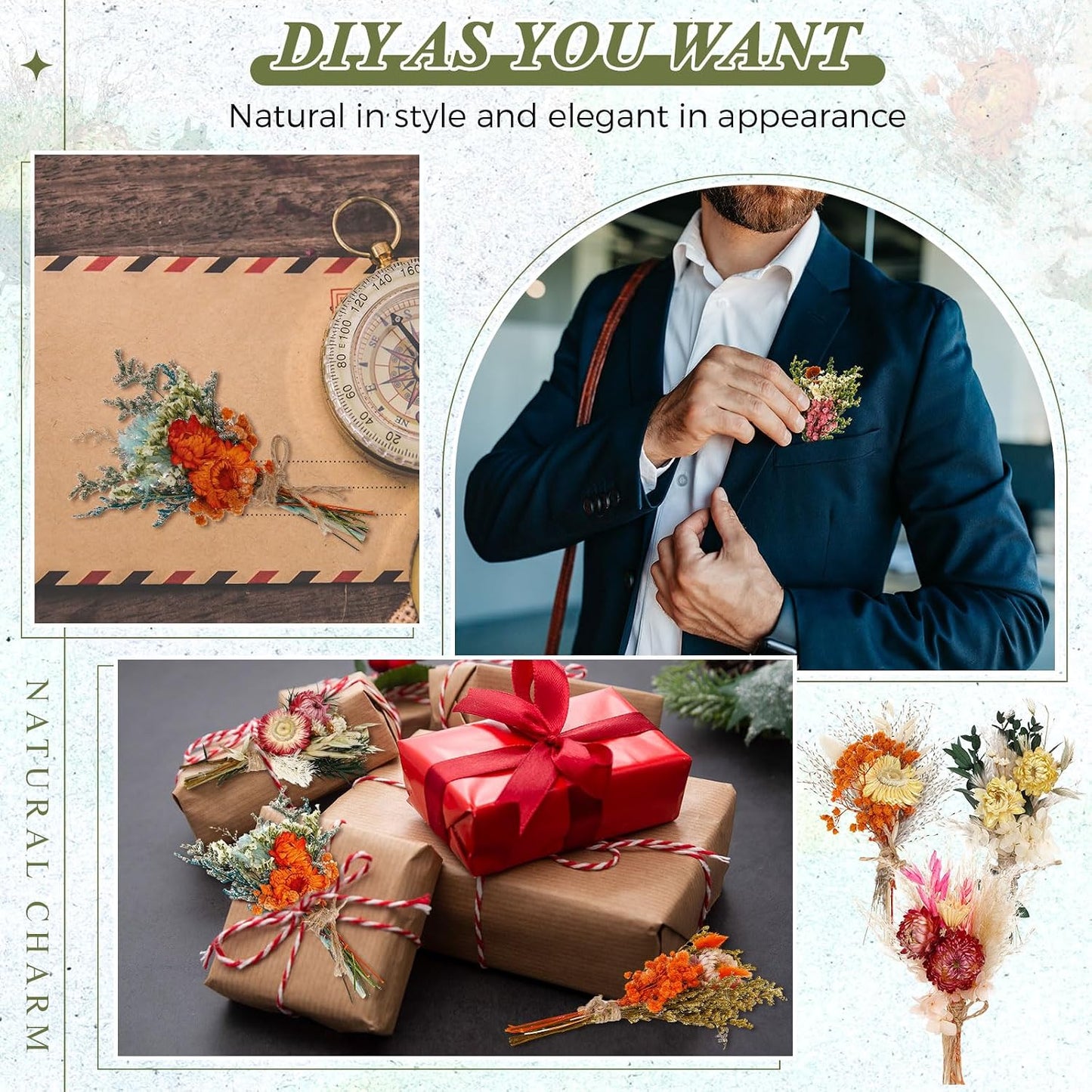 Layhit 12 Pcs Boho Dried Flower Bouquet Mini Wedding Handmade Dry Flowers Decor for Vase Crafts DIY Photo Boutonniere for Men Floral Plant for Bridesmaid Gift Birthday Decor(African Daisy)