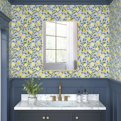 Lemon Wallpaper Stick and Peel Vintage Lemon Branches Fruit Wallpaper for Kitchen Bedroom Bathroom 17.7''x118'' Removable Self Adhesive Lemon Drop Contact Paper for Cabinets Drawers Walls