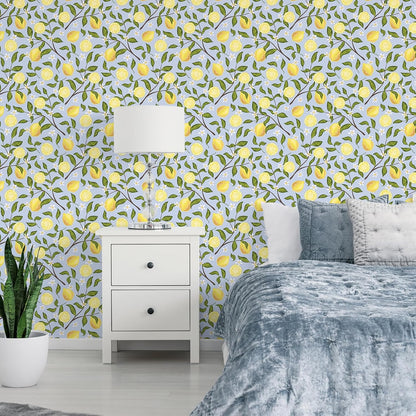 Lemon Wallpaper Stick and Peel Vintage Lemon Branches Fruit Wallpaper for Kitchen Bedroom Bathroom 17.7''x118'' Removable Self Adhesive Lemon Drop Contact Paper for Cabinets Drawers Walls