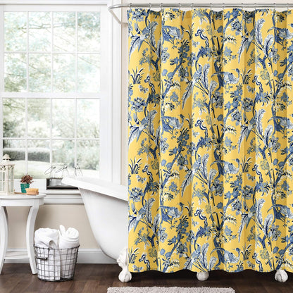 Dolores Shower Curtain 72" W x 72" L Yellow - Floral Shower Curtains for Bathroom - Fabric Bathroom Curtain - Maximalist Decor