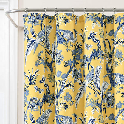 Dolores Shower Curtain 72" W x 72" L Yellow - Floral Shower Curtains for Bathroom - Fabric Bathroom Curtain - Maximalist Decor
