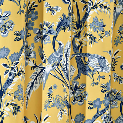 Dolores Shower Curtain 72" W x 72" L Yellow - Floral Shower Curtains for Bathroom - Fabric Bathroom Curtain - Maximalist Decor