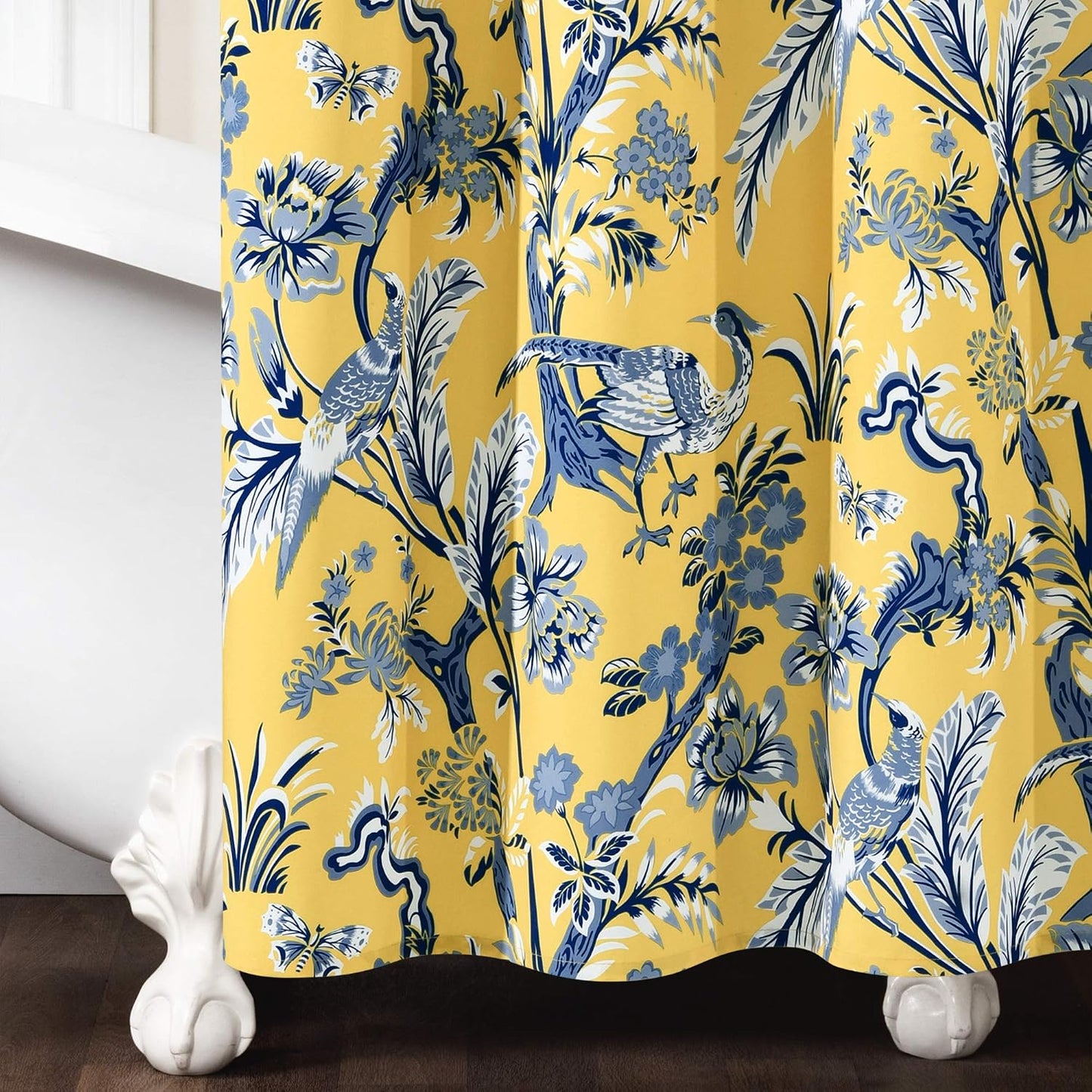 Dolores Shower Curtain 72" W x 72" L Yellow - Floral Shower Curtains for Bathroom - Fabric Bathroom Curtain - Maximalist Decor