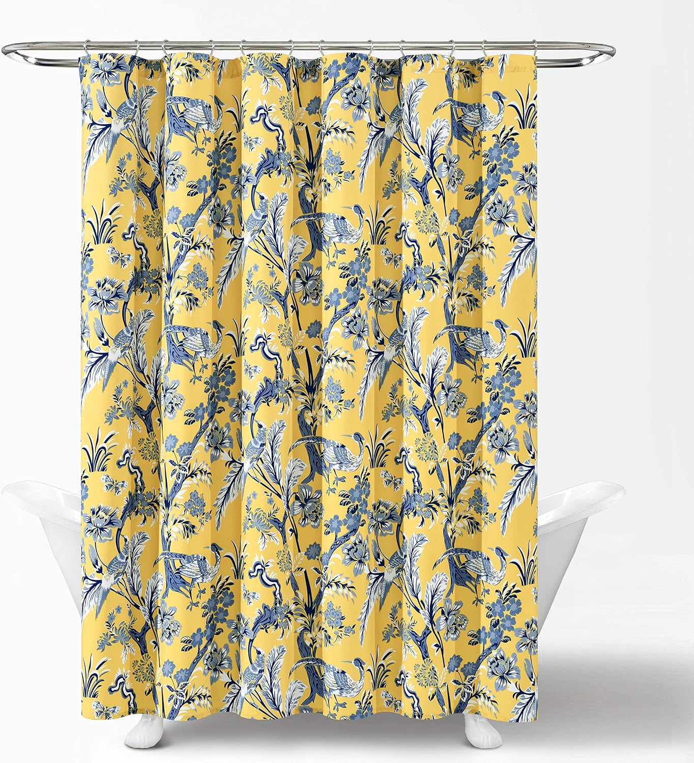 Dolores Shower Curtain 72" W x 72" L Yellow - Floral Shower Curtains for Bathroom - Fabric Bathroom Curtain - Maximalist Decor