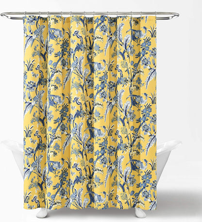 Dolores Shower Curtain 72" W x 72" L Yellow - Floral Shower Curtains for Bathroom - Fabric Bathroom Curtain - Maximalist Decor