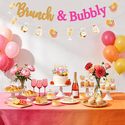 Citrus Bridal Brunch Decoration Set Orange Lemon Bridal Shower Party Kit with Banner Garland Cake Topper Cupcake Toppers Balloons for Citrus Theme Bridal Brunch Celebration