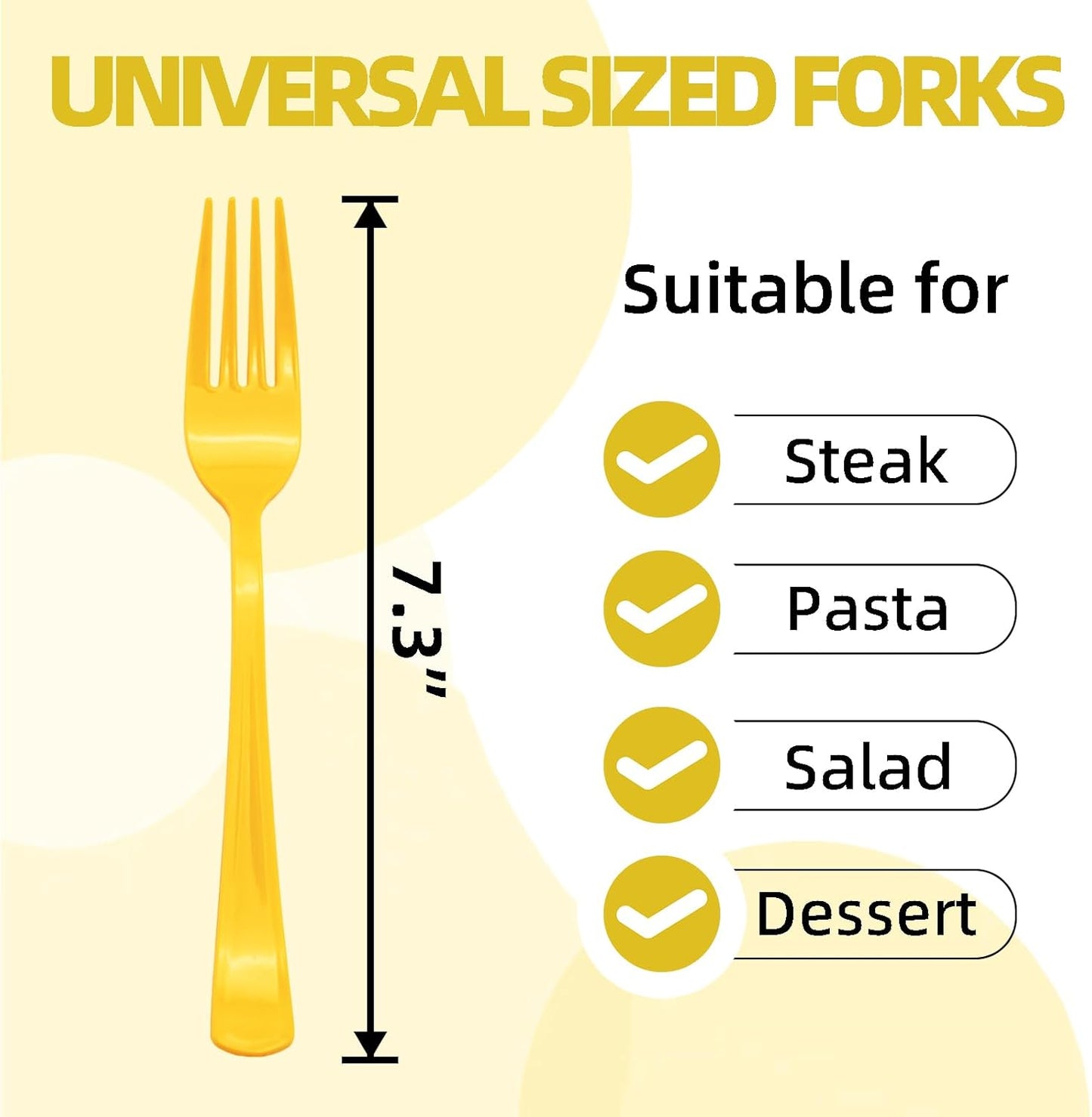 50 Pcs Yellow Plastic Forks Yellow Plastic Silverware Heavy Duty Plastic Cutlery Set Disposable Include 50 Plastic Forks for Birthday, Wedding, Easter, Garden Party