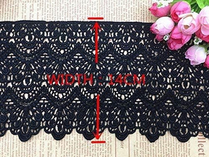 14CM Width Europe Long Pattern Inelastic Embroidery Lace Trim,Curtain Tablecloth Slipcover Bridal DIY Clothing/Accessories.(4 Yards in one Package) (Yellow)