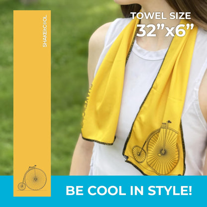 Original Cooling Towel – Be Cool in Style - Heat Relief, Soft, Lightweight, Sun Protection, Easy Clean - Perfect for Biking, Running, Yoga, Gym, Gardening - Vintage Yellow