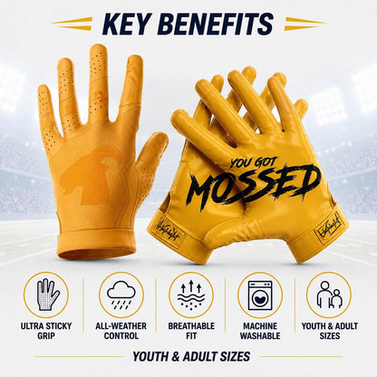 G.O.A.T. Silhouette Football Gloves – Ultra Sticky Grip Wide Receiver Gloves for Youth & Adult – All-Weather Performance – Breathable, Machine Washable