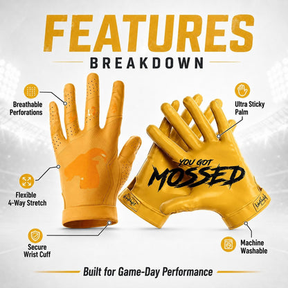 G.O.A.T. Silhouette Football Gloves – Ultra Sticky Grip Wide Receiver Gloves for Youth & Adult – All-Weather Performance – Breathable, Machine Washable