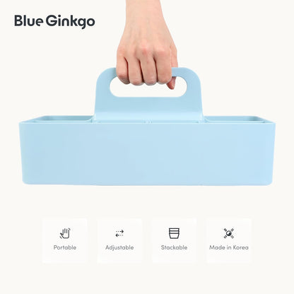 Stackable Organizer Caddy, Rectangle, Yellow, Made in Korea | Portable. Adjustable. Home, Office & School Storage.