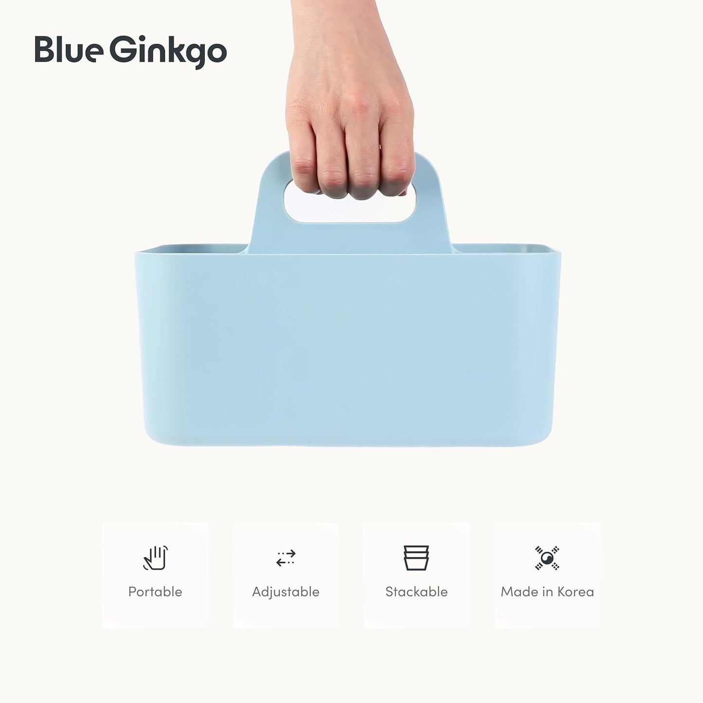 Stackable Organizer Caddy, Rectangle, Yellow, Made in Korea | Portable. Adjustable. Home, Office & School Storage.