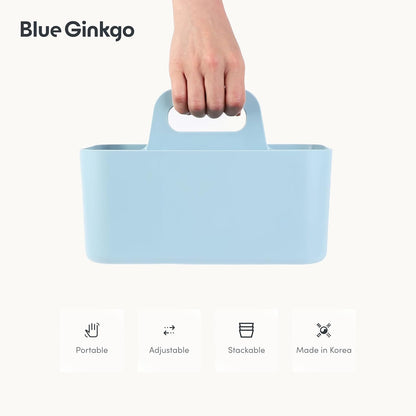 Stackable Organizer Caddy, Rectangle, Yellow, Made in Korea | Portable. Adjustable. Home, Office & School Storage.