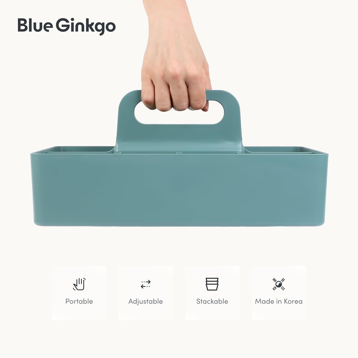 Stackable Organizer Caddy, Rectangle, Yellow, Made in Korea | Portable. Adjustable. Home, Office & School Storage.