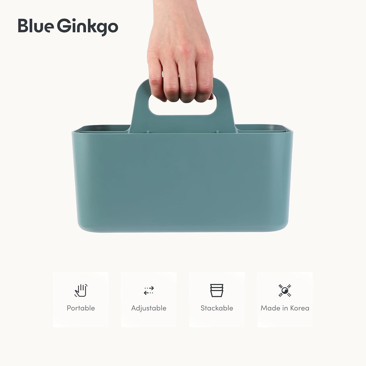 Stackable Organizer Caddy, Rectangle, Yellow, Made in Korea | Portable. Adjustable. Home, Office & School Storage.