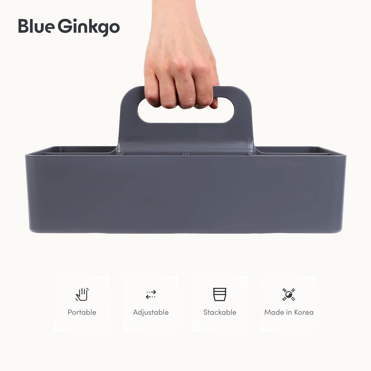 Stackable Organizer Caddy, Rectangle, Yellow, Made in Korea | Portable. Adjustable. Home, Office & School Storage.