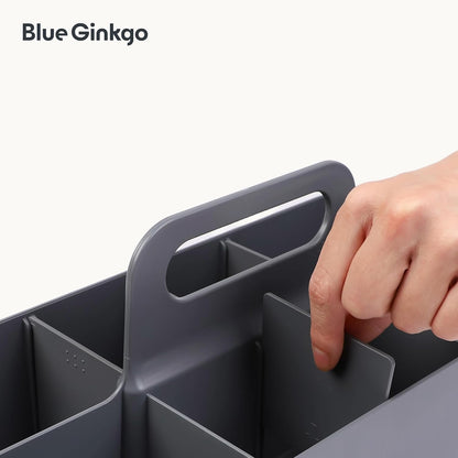 Stackable Organizer Caddy, Rectangle, Yellow, Made in Korea | Portable. Adjustable. Home, Office & School Storage.