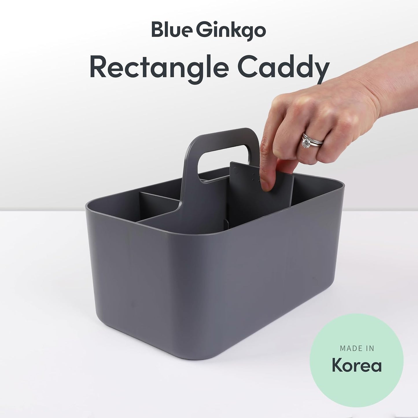 Stackable Organizer Caddy, Rectangle, Yellow, Made in Korea | Portable. Adjustable. Home, Office & School Storage.
