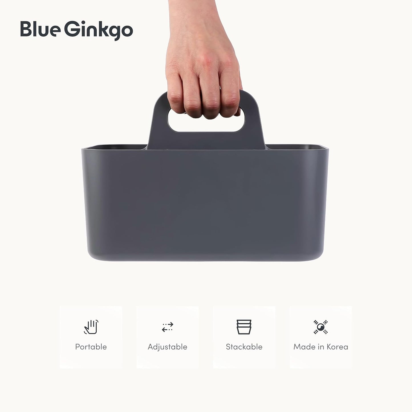 Stackable Organizer Caddy, Rectangle, Yellow, Made in Korea | Portable. Adjustable. Home, Office & School Storage.