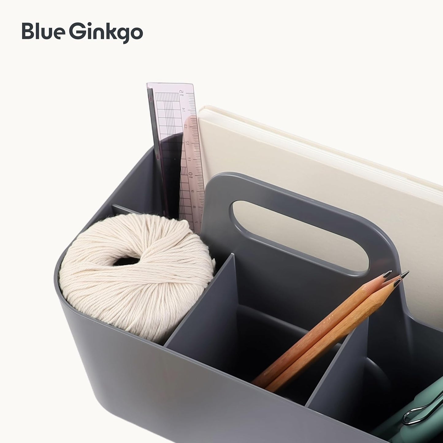 Stackable Organizer Caddy, Rectangle, Yellow, Made in Korea | Portable. Adjustable. Home, Office & School Storage.