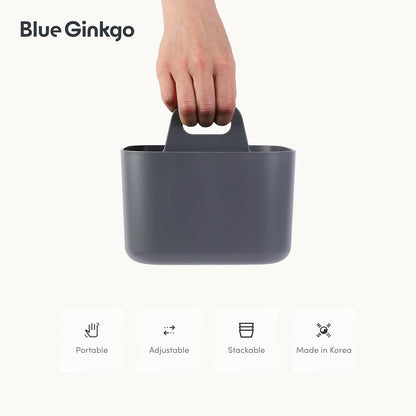 Stackable Organizer Caddy, Rectangle, Yellow, Made in Korea | Portable. Adjustable. Home, Office & School Storage.