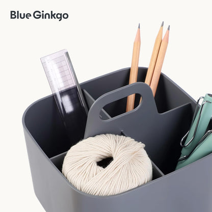 Stackable Organizer Caddy, Rectangle, Yellow, Made in Korea | Portable. Adjustable. Home, Office & School Storage.
